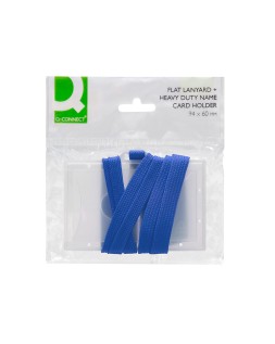 Identificador q-connect kf17112 con cordon plano azul y apertura lateral 94x60 mm