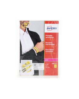 Pulsera identificativa avery polietileno amarillo fluorescente imprimible laser 265x18 mm pack de 50 unidades