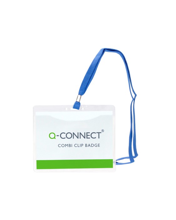 Identificador q-connect con cordon plano azul a6 154x127 mm apertura superior