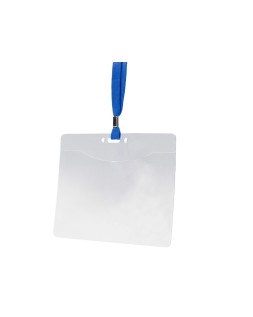 Identificador q-connect con cordon plano azul a6 154x127 mm apertura superior