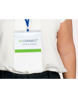 Identificador q-connect con cordon plano azul a6 154x127 mm apertura superior