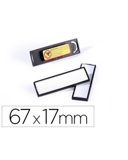 Identificador portanombre clip card durable pvc con iman y efecto lupa color negro 67x17 mm