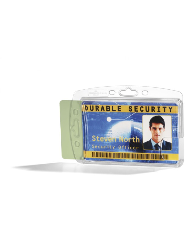 Identificador durable poliestireno rigido para 2 tarjetas vertical/horizontal 54x87 mm