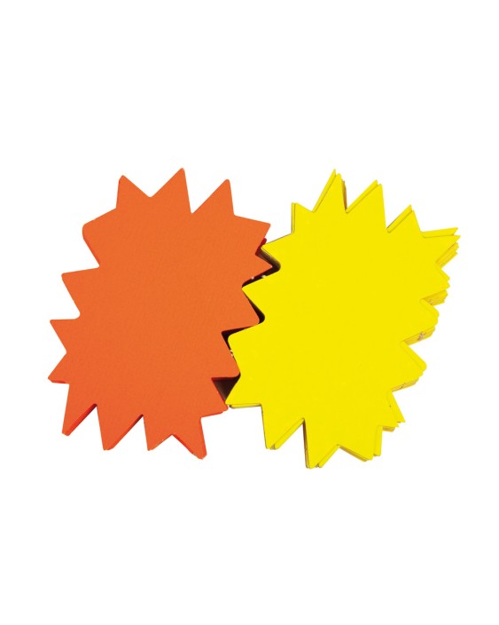 Etiqueta cartulina marcaprecios amarillo/naranja fluorescente 80x120 mm 450 gr pack de 50 unidades