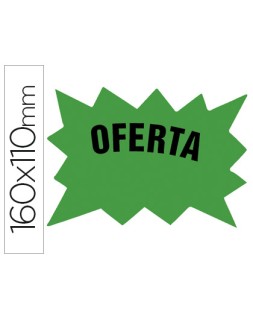 Etiqueta cartulina marcaprecios oferta verde fluorescente 160x110 mm bolsa de 50 etiquetas