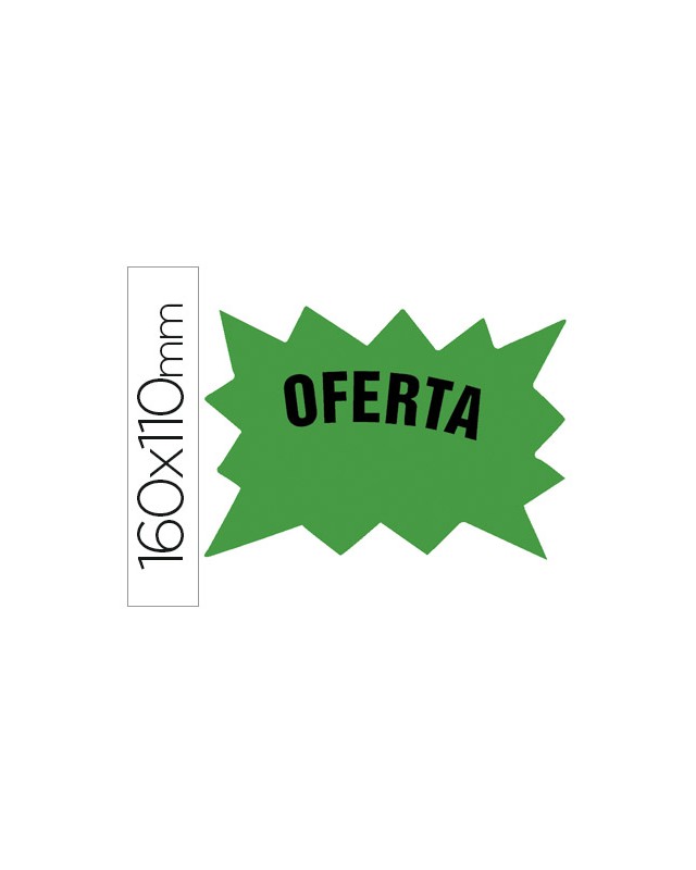 Etiqueta cartulina marcaprecios oferta verde fluorescente 160x110 mm bolsa de 50 etiquetas