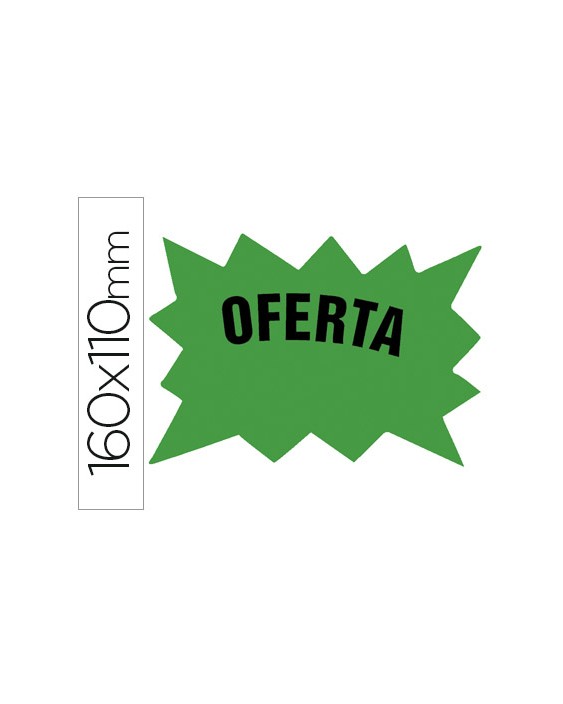 Etiqueta cartulina marcaprecios oferta verde fluorescente 160x110 mm bolsa de 50 etiquetas