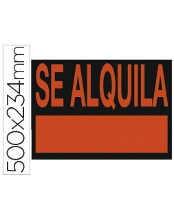 Cartel plastico archivo 2000 "se alquila" rojo fluorescente 500x234 mm