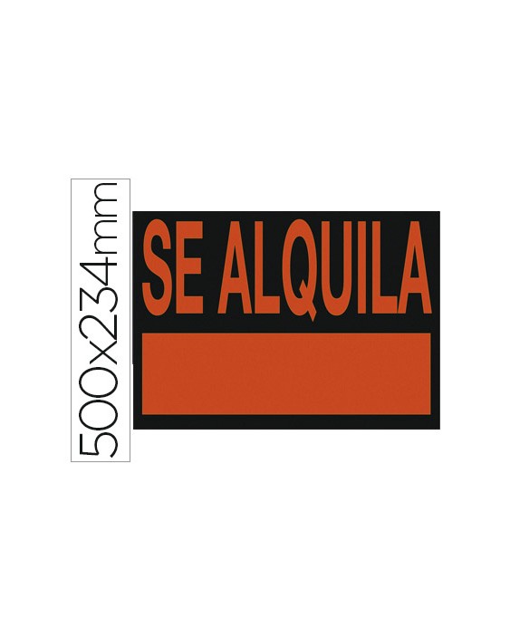 Cartel plastico archivo 2000 "se alquila" rojo fluorescente 500x234 mm