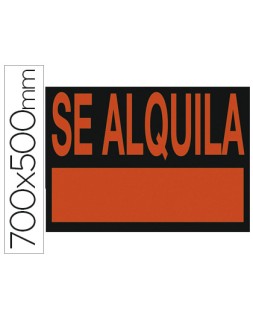 Cartel plastico archivo 2000 "se alquila" rojo fluorescente 700x500 mm
