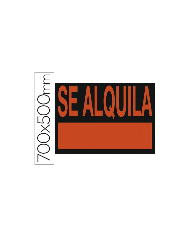 Cartel plastico archivo 2000 "se alquila" rojo fluorescente 700x500 mm