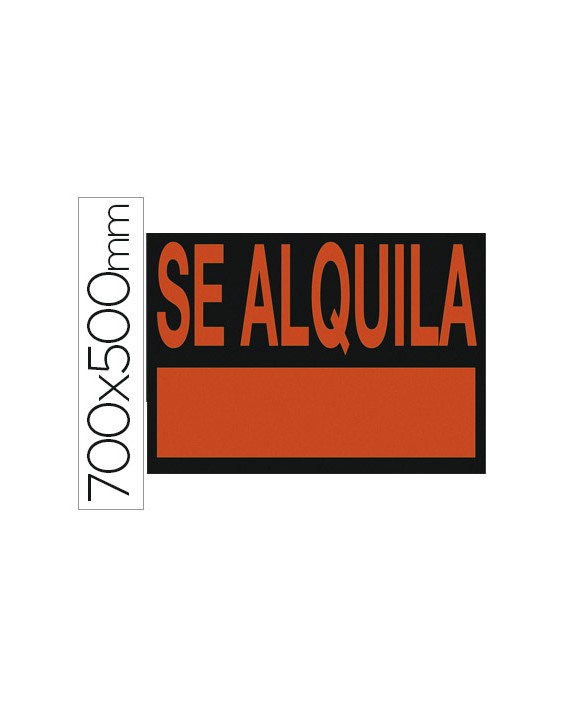 Cartel plastico archivo 2000 "se alquila" rojo fluorescente 700x500 mm
