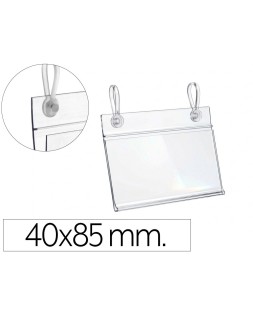 Soporte portaprecios q-connect con 2 agujeros y clip para cesta metalica etiqueta 40x85 mm
