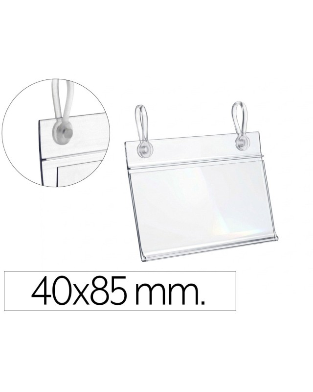 Soporte portaprecios q-connect con 2 agujeros y clip para cesta metalica etiqueta 40x85 mm