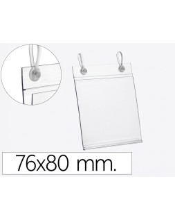 Soporte portaprecios q-connect con 2 agujeros y clip para cesta metalica etiqueta 76x80 mm