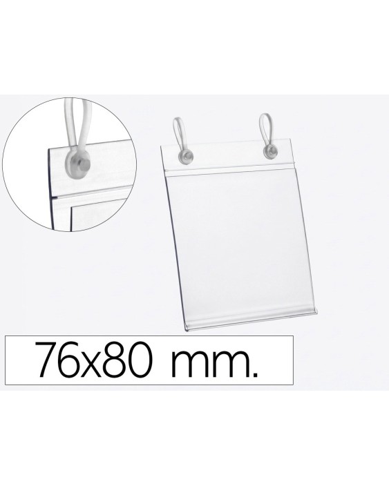 Soporte portaprecios q-connect con 2 agujeros y clip para cesta metalica etiqueta 76x80 mm