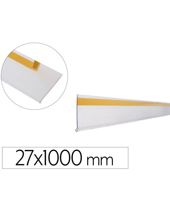 Soporte portaprecios q-connect adhesivo para estanteria etiqueta 27x1000 mm semi-transparente