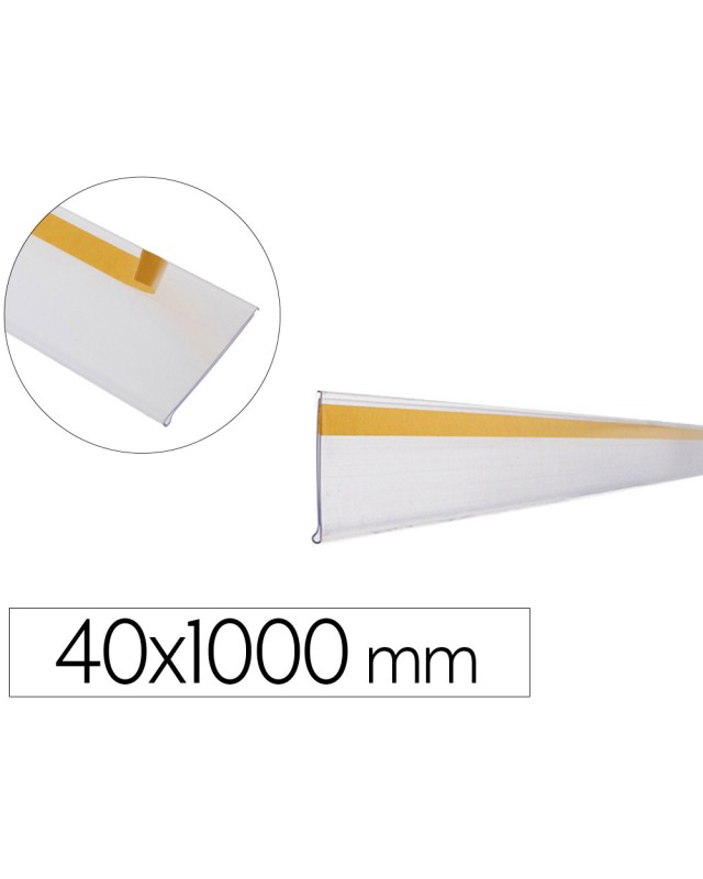 Soporte portaprecios q-connect adhesivo para estanteria etiqueta 40x1000 mm semi-transparente
