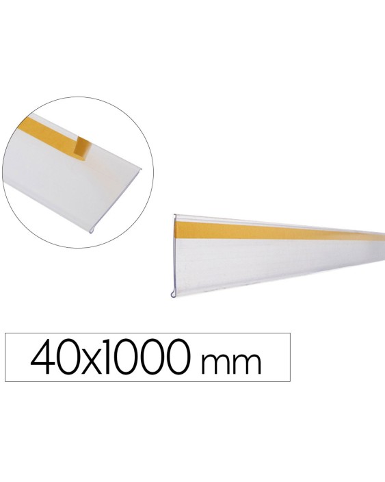 Soporte portaprecios q-connect adhesivo para estanteria etiqueta 40x1000 mm semi-transparente