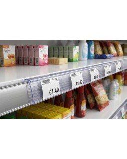 Soporte portaprecios q-connect reutilizable para estanteria etiqueta 40x1000 mm transparente
