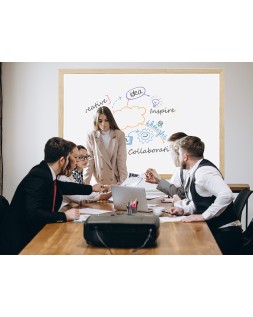 Pizarra blanca q-connect laminada marco de madera 150x100 cm