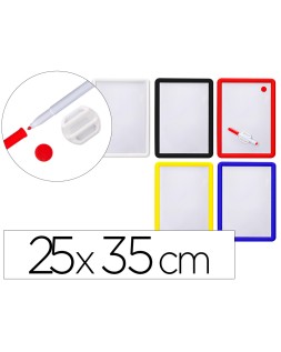 Pizarra blanca magnetica 25x35 cm con rotulador y borrador