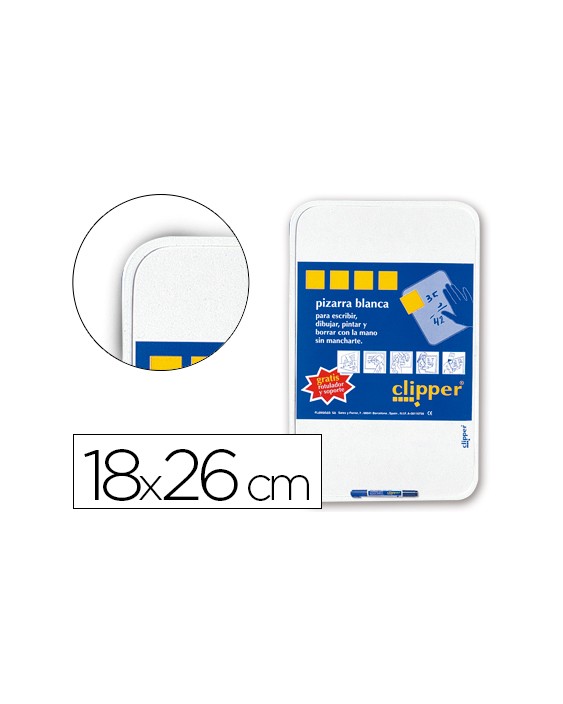 Pizarra blanca clipper pequeña 18x26 cm con rotulador