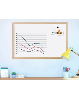 Pizarra blanca q-connect melamina marco de madera 60x40 cm