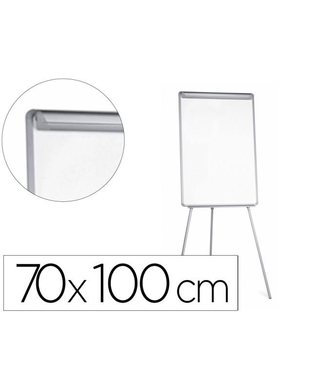 Pizarra blanca q-connect con tripode regulable 90x70x195cm y brazos extensibles para conferencias superficie lacada