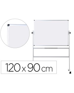 Pizarra blanca q-connect doble cara melamina marco de aluminio 120x90 cm giratoria