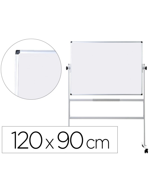 Pizarra blanca q-connect doble cara melamina marco de aluminio 120x90 cm giratoria