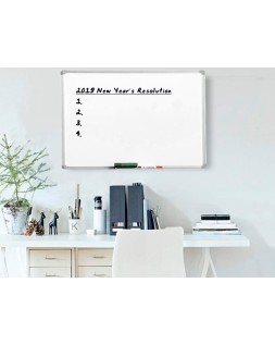 Pizarra blanca q-connect melamina marco de aluminio 60x45 cm