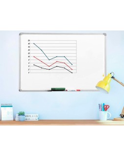 Pizarra blanca q-connect melamina marco de aluminio 60x45 cm