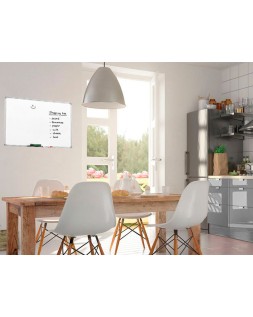 Pizarra blanca q-connect melamina marco de aluminio 60x45 cm