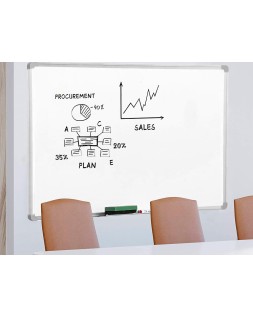 Pizarra blanca q-connect melamina marco de aluminio 90x60 cm
