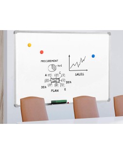 Pizarra blanca q-connect lacada magnetica marco de aluminio 90x60 cm