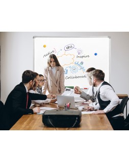 Pizarra blanca q-connect lacada magnetica marco de aluminio 120x90 cm