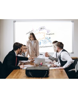 Pizarra blanca q-connect laminada marco de aluminio 150x100 cm