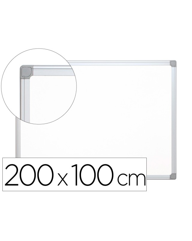 Pizarra blanca q-connect laminada marco de aluminio 200x100 cm