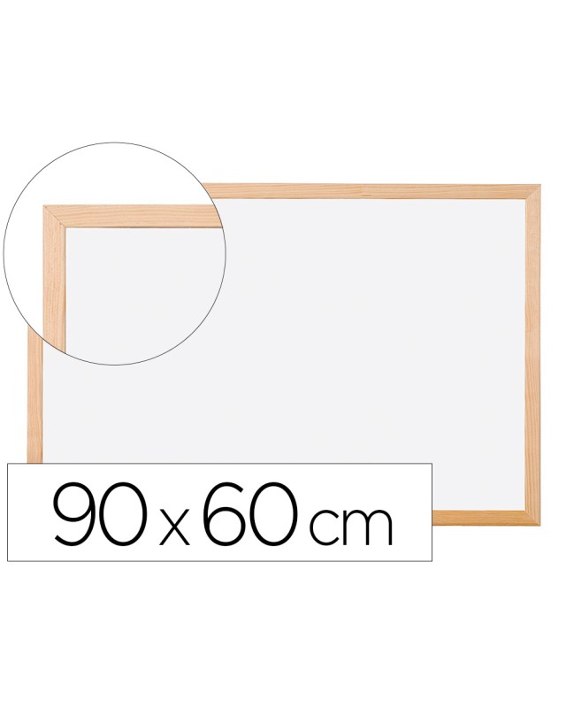 Pizarra blanca q-connect laminada marco de madera 90x60 cm