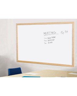 Pizarra blanca q-connect laminada marco de madera 90x60 cm