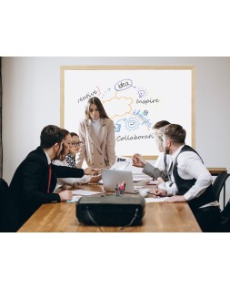 Pizarra blanca q-connect laminada marco de madera 120x90 cm