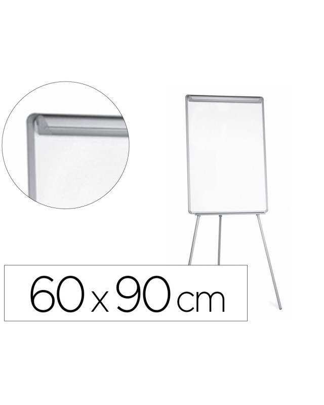 Pizarra blanca q-connect con tripode 90x60x195cm para convenciones superficie laminada escritura directa