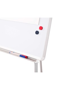 Pizarra blanca q-connect con tripode 90x70x195cm para convenciones superficie lacadamagnetica escritura directa