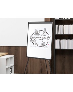 Pizarra blanca q-connect con tripode 100x70 cm para convenciones superficie laminada marco negro