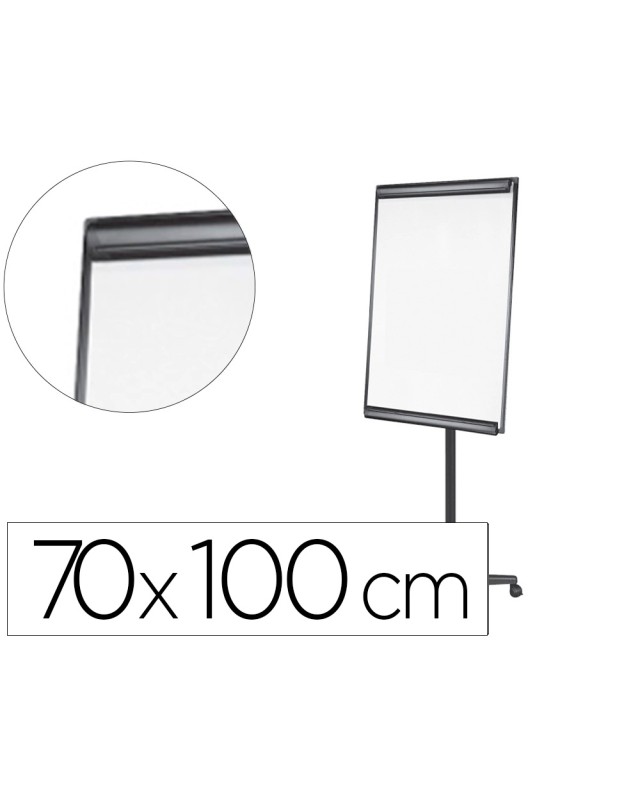 Pizarra movil q-connect con ruedas para conferencias tablero lacado blanco apta para escritura directa y bloc