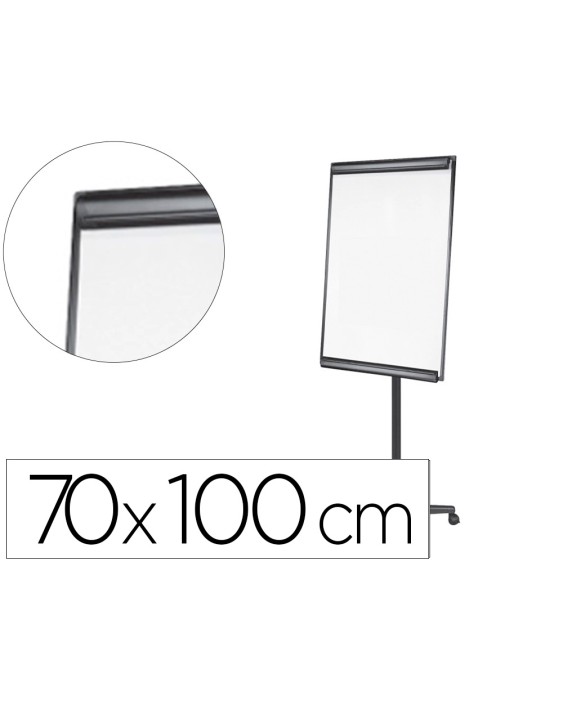 Pizarra movil q-connect con ruedas para conferencias tablero lacado blanco apta para escritura directa y bloc