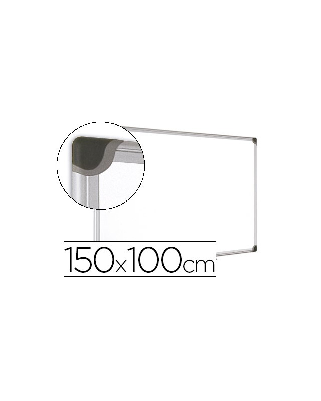 Pizarra blanca bi-office magnetica maya w ceramica vitrificada marco de aluminio 150 x 100 cm con bandeja para