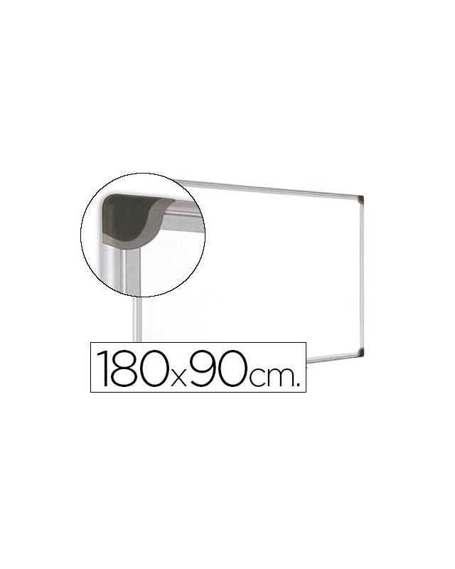 Pizarra blanca bi-office magnetica maya w ceramica vitrificada marco de aluminio 180 x 90 cm con bandeja para