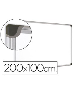 Pizarra blanca bi-office magnetica maya w ceramica vitrificada marco de aluminio 200 x 100 cm con bandeja para